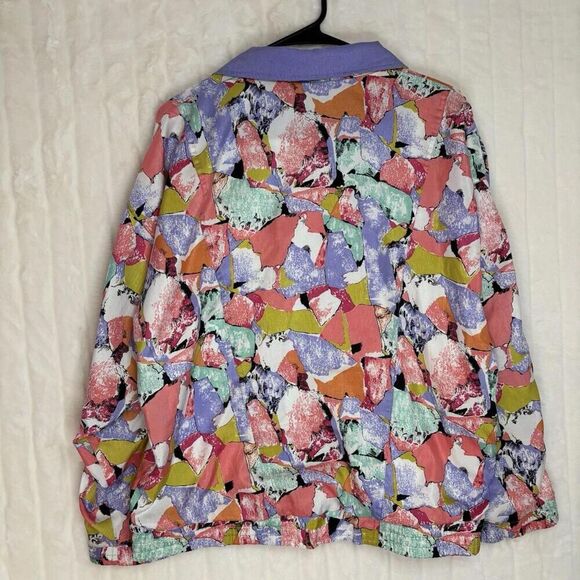 VTG 90's Retro Lavon Cheerful Corp Pastel Abstract Full Zip Windbreaker Jacket M - Picture 4 of 4